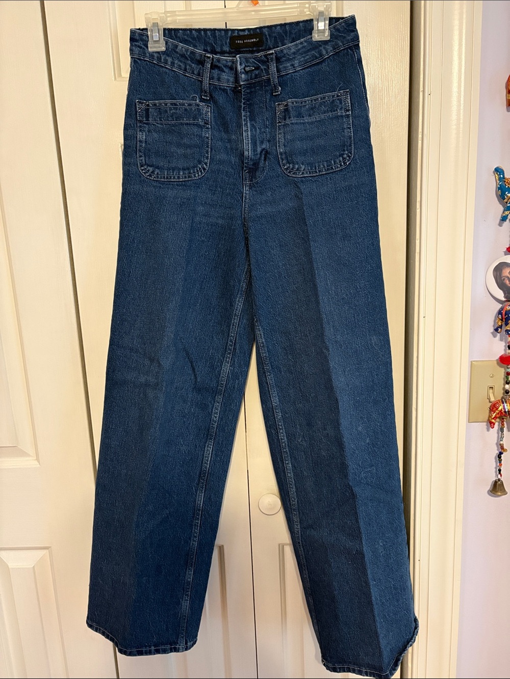 High-Rise Wide-Leg Jeans in Two-Tone Dark Blue